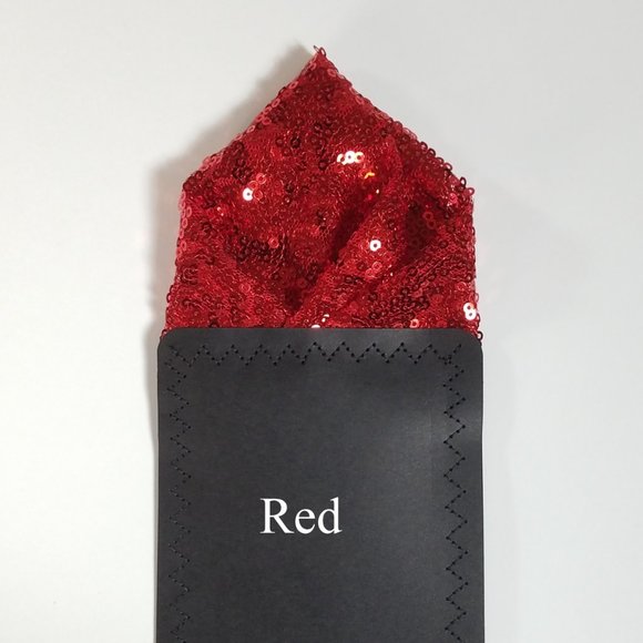 Men's Sequin Pre-Folded Pocket Square Insert - Red - Picture 3 of 8